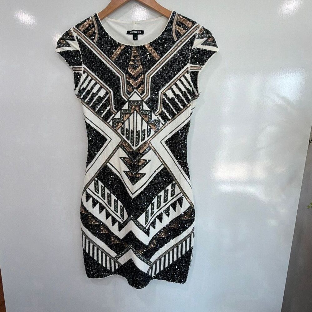 Express‎ Sequin Geometric Bodycon Mini Dress XS